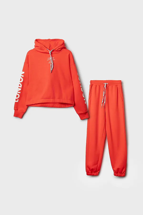 Комплект трикотажный для девочек: толстовка, брюки PLAYTODAY, оранжевый - фото 2