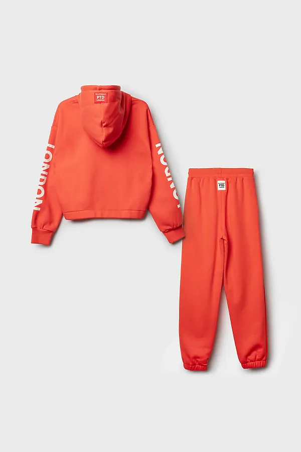 Комплект трикотажный для девочек: толстовка, брюки PLAYTODAY, оранжевый - фото 2