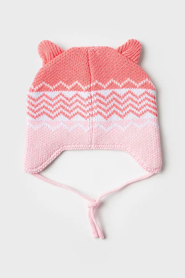 Шапка детская трикотажная для девочек PLAYTODAY, розовый,светло-розовый - фото 2