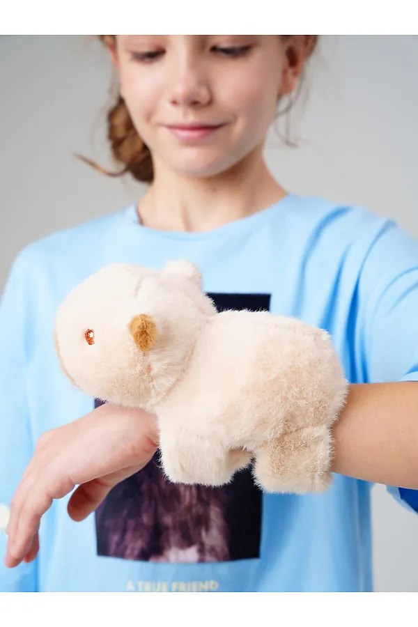 Игрушка-браслет меховой на руку - Панда PLAYTODAY, бежевый - фото 2