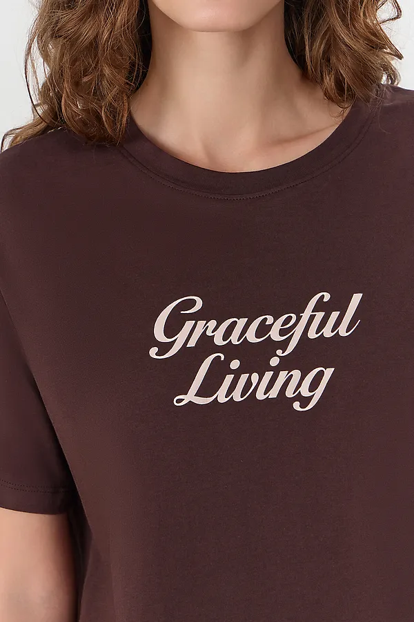 Комплект женский (футболка, шорты) MARK FORMELLE, шоколад +леопард на песочном - фото 2