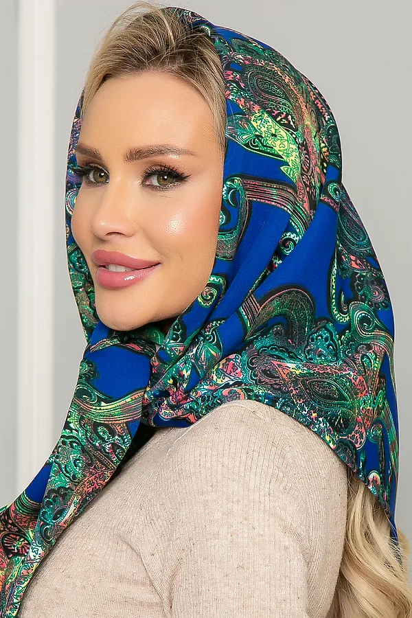 Косынка с подворотом Индия LADY TAIGA, зеленая - фото 2