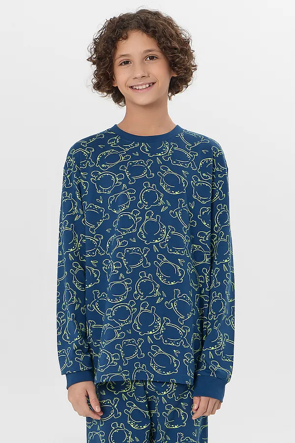 Комплект для мальчиков (лонгслив, брюки) MARK FORMELLE, жабки на полуночном - фото 2