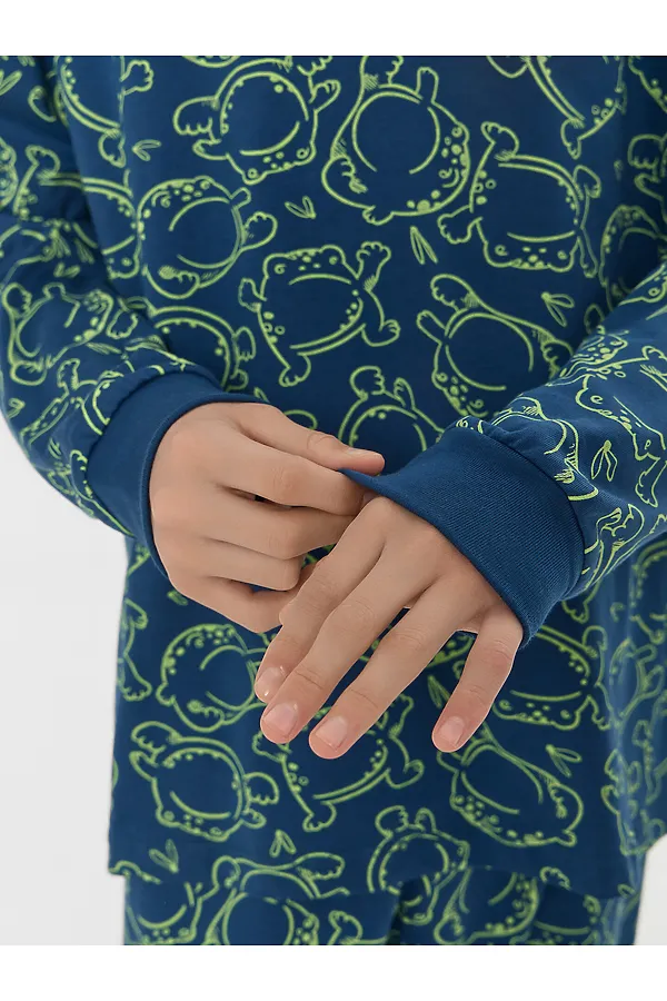 Комплект для мальчиков (лонгслив, брюки) MARK FORMELLE, жабки на полуночном - фото 2