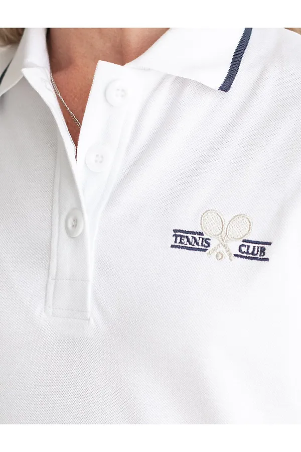 Платье-поло из фактурного трикотажа VILATTE, белый - фото 2