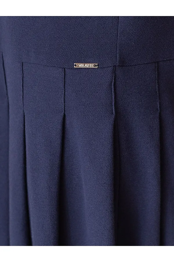 Платье-поло из фактурного трикотажа VILATTE, т.синий - фото 2