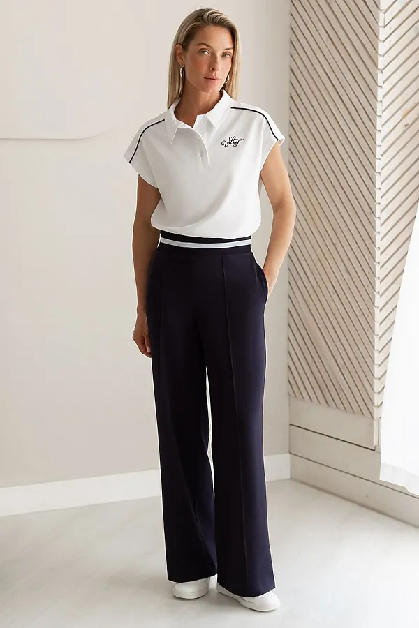 Футболка-поло из фактурного трикотажа VILATTE, белый - фото 2