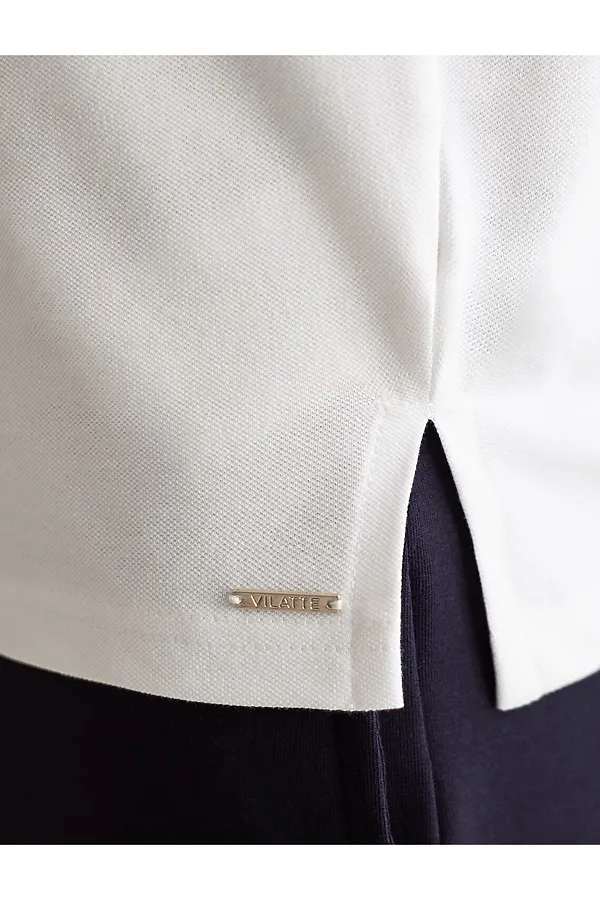 Футболка-поло из фактурного трикотажа VILATTE, белый - фото 2