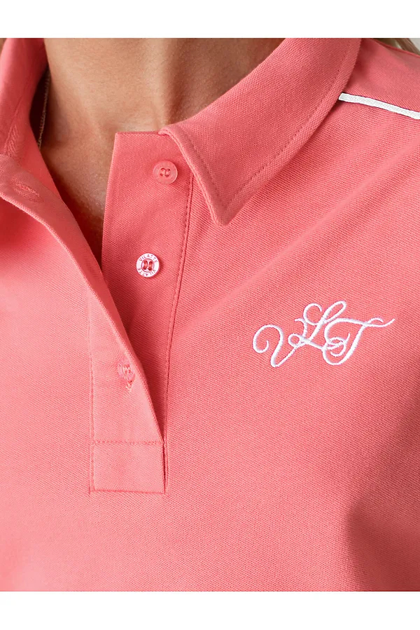 Футболка-поло из фактурного трикотажа VILATTE, розовый коралл - фото 2
