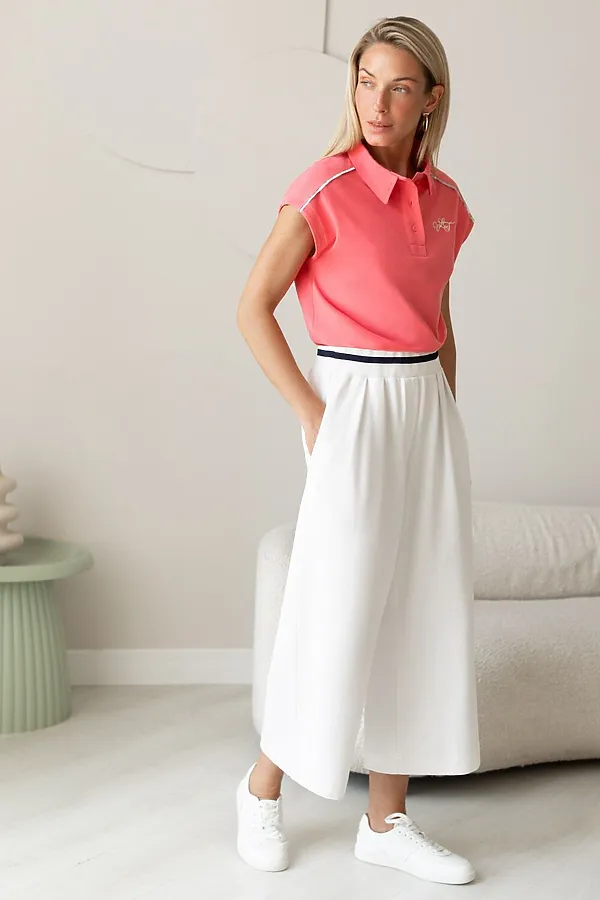 Футболка-поло из фактурного трикотажа VILATTE, розовый коралл - фото 2