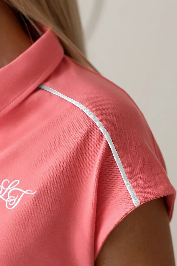 Футболка-поло из фактурного трикотажа VILATTE, розовый коралл - фото 2