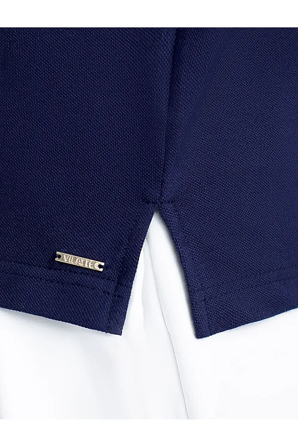 Футболка-поло из фактурного трикотажа VILATTE, т.синий - фото 2