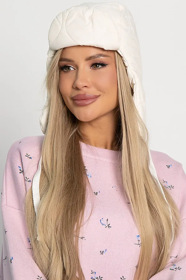 Ушанка стёганая LADY TAIGA, айвори - фото 2