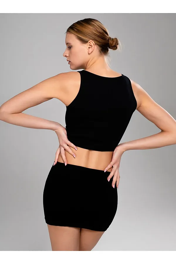 Женская юбка-топ INDEFINI, черный - фото 2