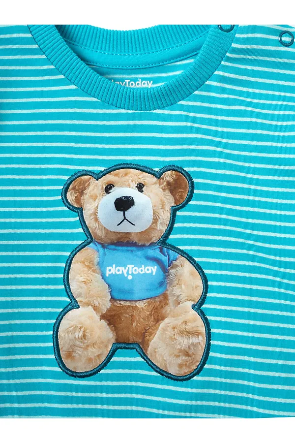 Комплект детский трикотажный для мальчиков: фуфайка (футболка с длинными рукавами), брюки PLAYTODAY, бирюзовый,голубой - фото 2