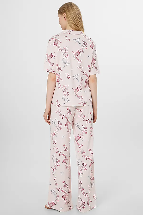 Комплект женский (рубашка, брюки) MARK FORMELLE, птицы на нежно -розовом - фото 2
