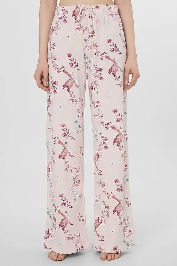 Комплект женский (рубашка, брюки) MARK FORMELLE, птицы на нежно -розовом - фото 2