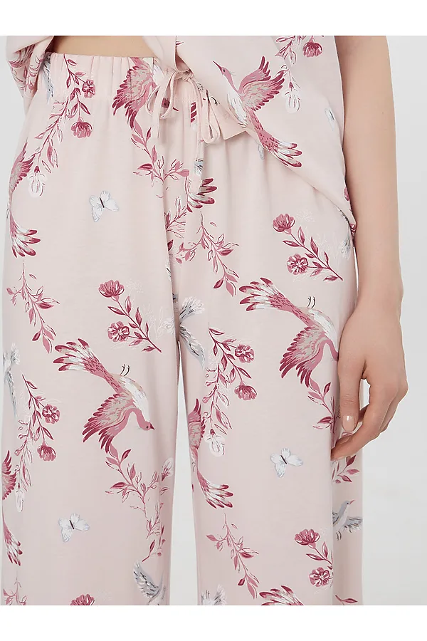 Комплект женский (рубашка, брюки) MARK FORMELLE, птицы на нежно -розовом - фото 2