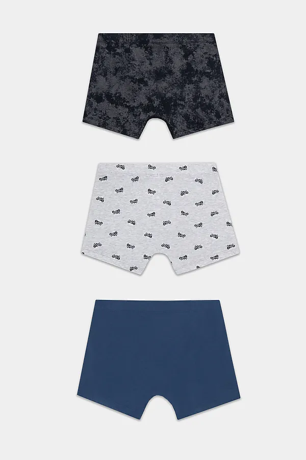 Трусы для мальчиков (3шт.) MARK FORMELLE, синий +мотоциклы на св.сером меланже +варка на черном - фото 2