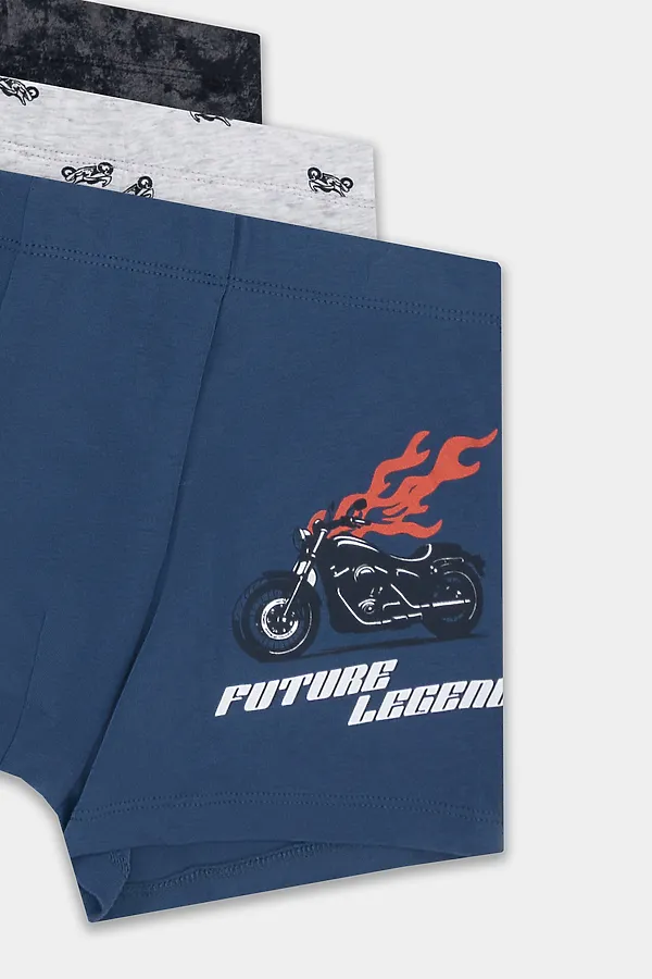 Трусы для мальчиков (3шт.) MARK FORMELLE, синий +мотоциклы на св.сером меланже +варка на черном - фото 2