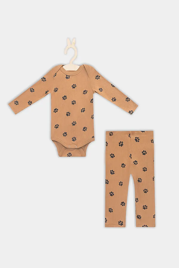 Комплект детский (боди, ползунки) MARK FORMELLE, лапки на охре - фото 2