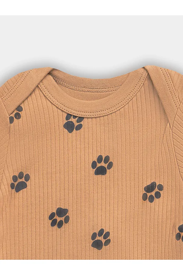 Комплект детский (боди, ползунки) MARK FORMELLE, лапки на охре - фото 2