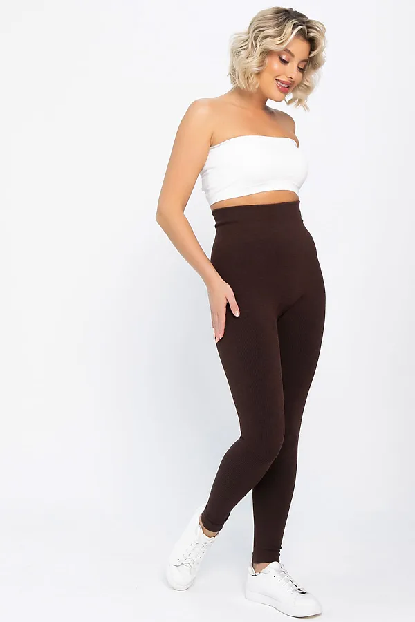 Лосины в рубчик утепленные НЬЮ LADY TAIGA, шоколад - фото 2