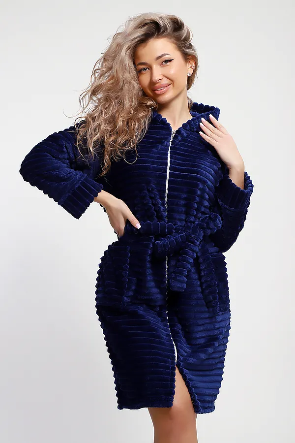 Халат 5718 НАТАЛИ, вельветово-синий - фото 2