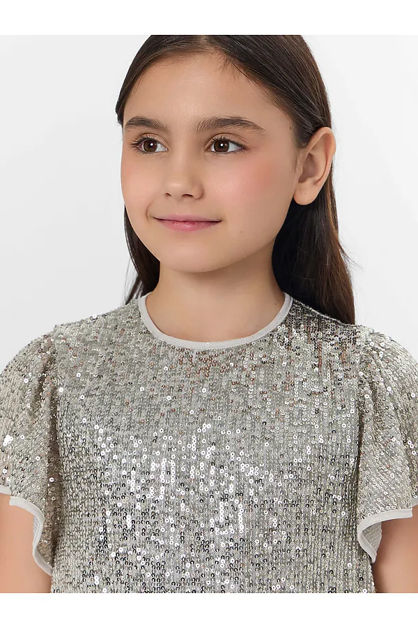 Платье для девочек MARK FORMELLE, серебристые пайетки - фото 2