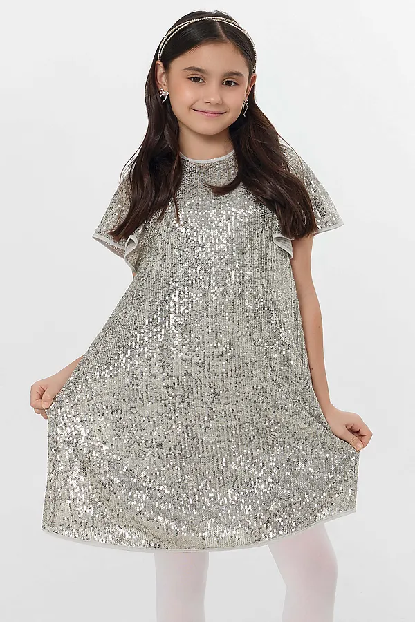 Платье для девочек MARK FORMELLE, серебристые пайетки - фото 2
