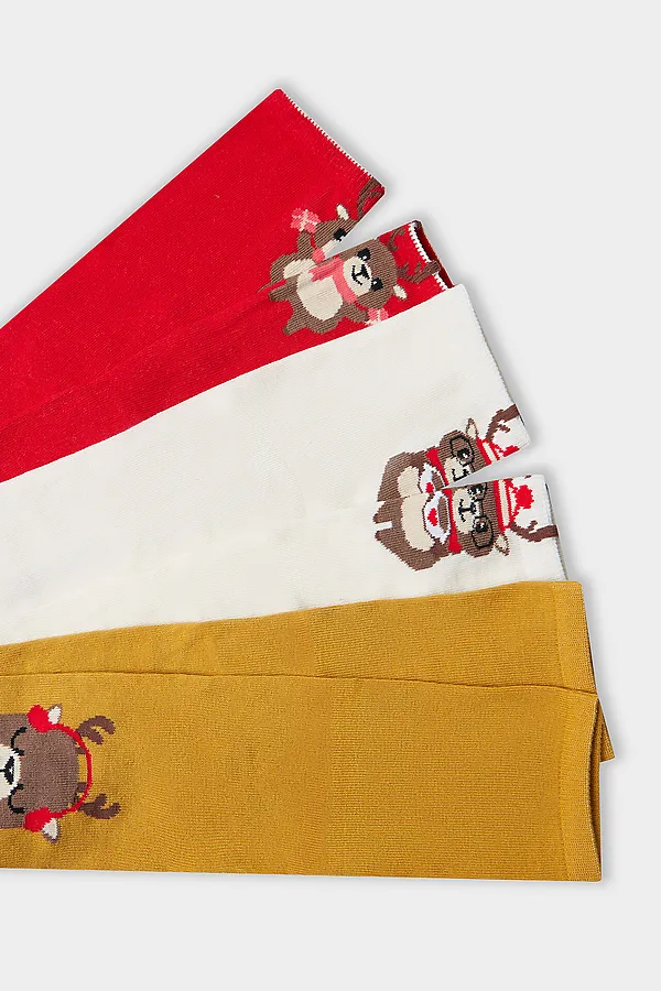 Носки детские (3 пары) MARK FORMELLE, св.кэмел /я.красный /молочный/ - фото 2