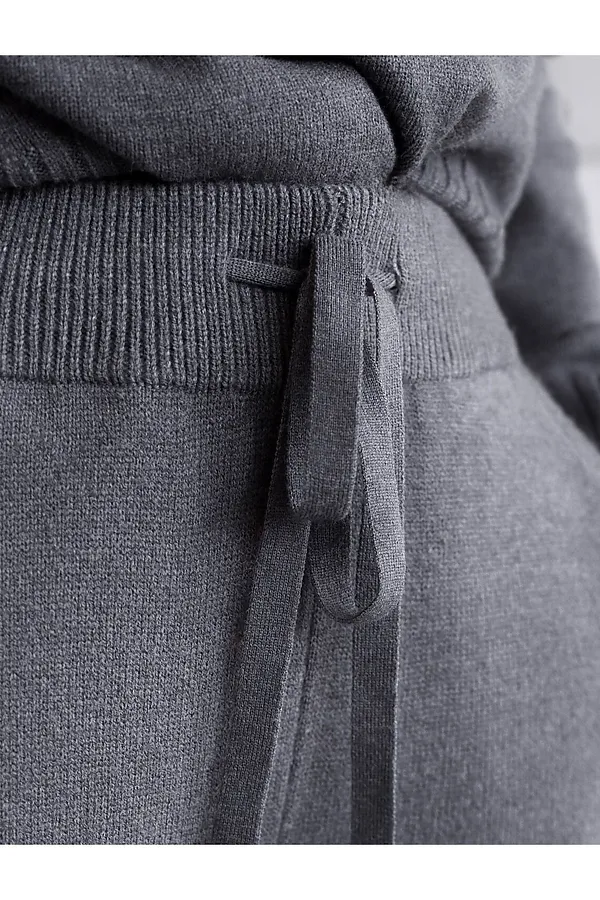 Прямые брюки из пряжи с кашемиром VILATTE, серый меланж - фото 2