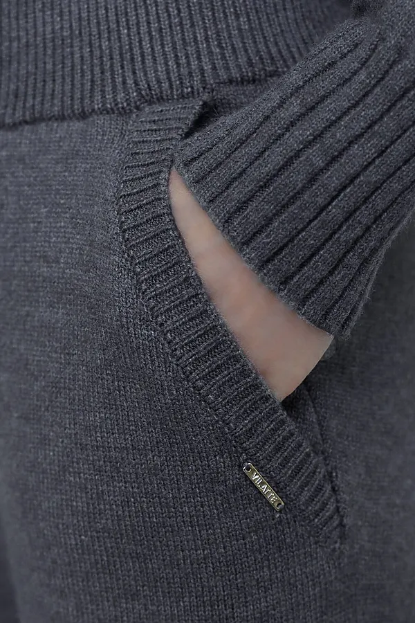 Прямые брюки из пряжи с кашемиром VILATTE, серый меланж - фото 2