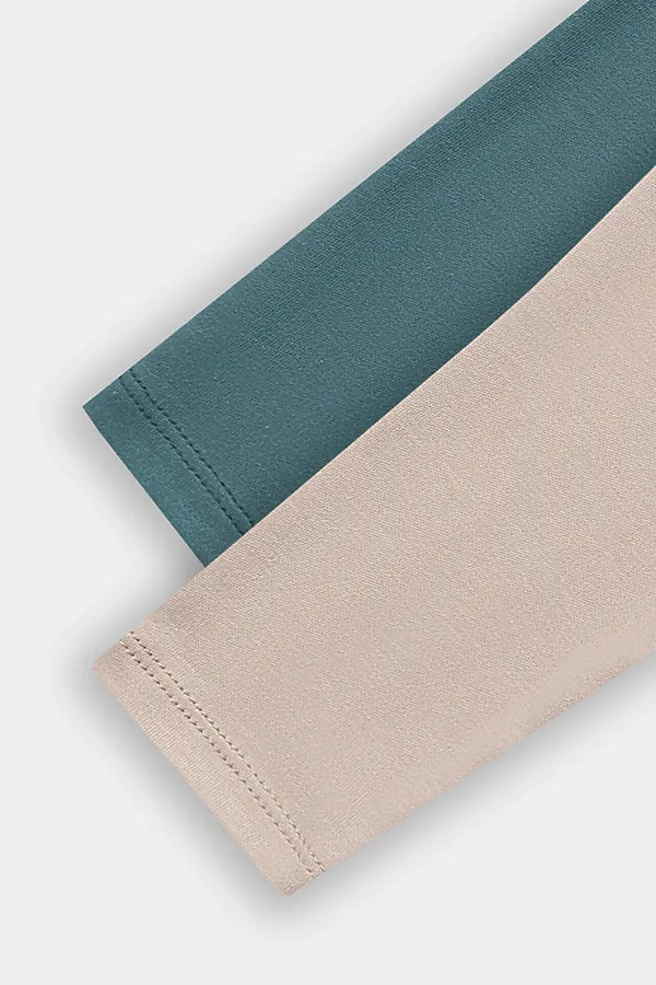 Комбинезон нательный детский (2шт.) MARK FORMELLE, бежевый +изумруд +печать - фото 2