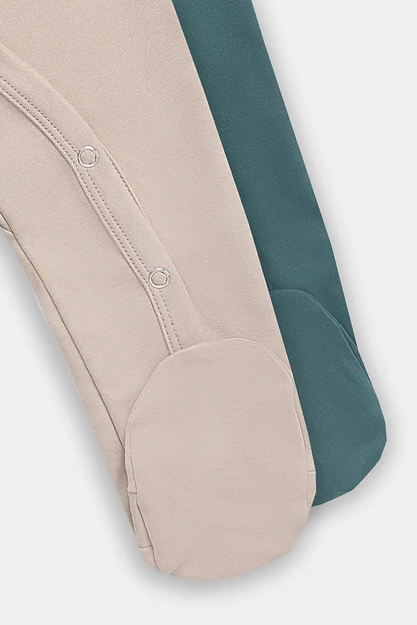 Комбинезон нательный детский (2шт.) MARK FORMELLE, бежевый +изумруд +печать - фото 2