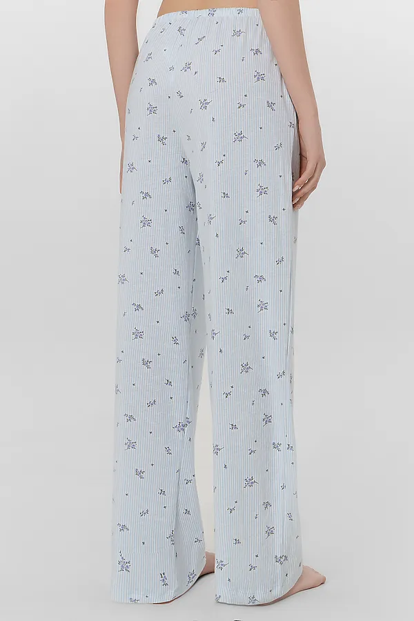 Брюки женские MARK FORMELLE, цветы на голубой полоске - фото 2