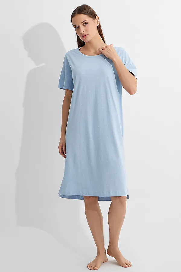 Сорочка ночная женская MARK FORMELLE, горошек на голубом - фото 2