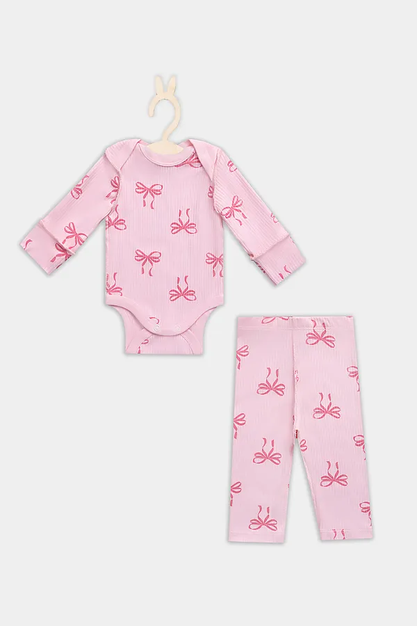 Комплект детский (боди, ползунки) MARK FORMELLE, бантики на розовой сказке - фото 2
