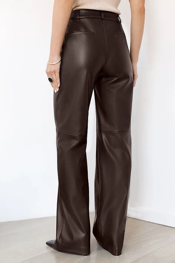 Прямые брюки из искусственной кожи VILATTE, коричневый - фото 2