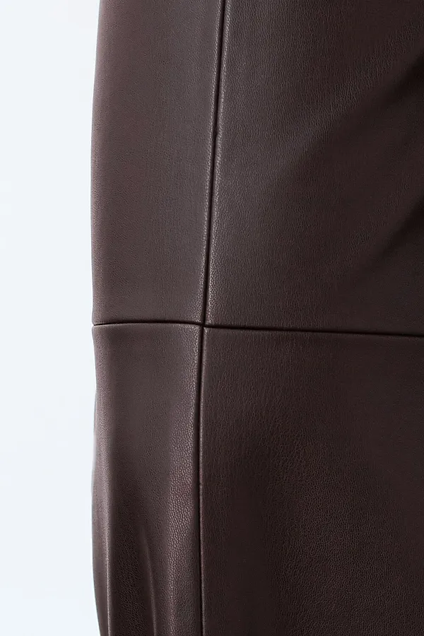 Прямые брюки из искусственной кожи VILATTE, коричневый - фото 2