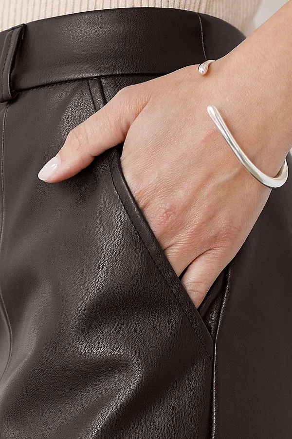 Прямые брюки из искусственной кожи VILATTE, коричневый - фото 2