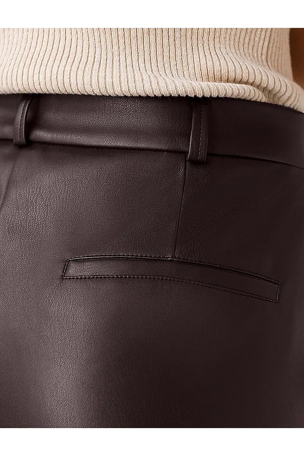 Прямые брюки из искусственной кожи VILATTE, коричневый - фото 2