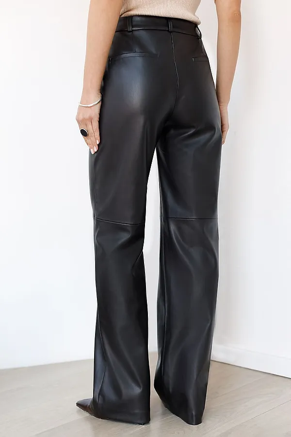 Прямые брюки из искусственной кожи VILATTE, черный - фото 2