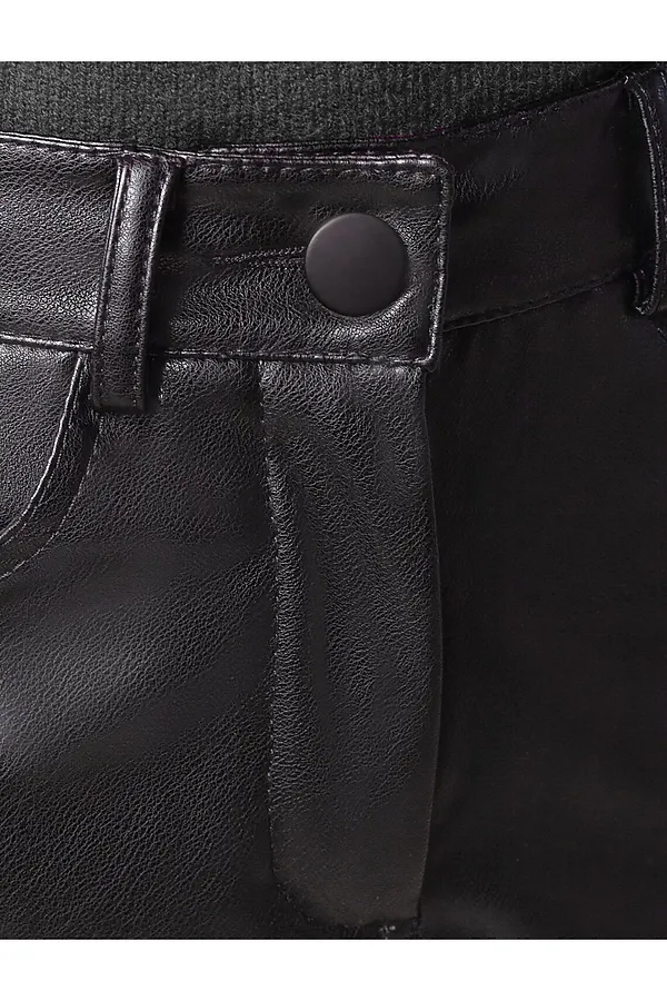 Прямые брюки из искусственной кожи VILATTE, черный - фото 2