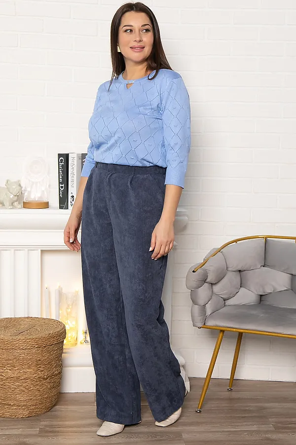 Брюки вельветовые Брауни LADY TAIGA, синие - фото 2