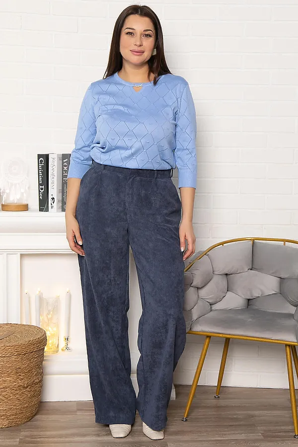 Брюки вельветовые Брауни LADY TAIGA, синие - фото 2