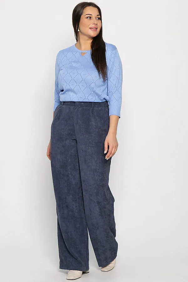 Брюки вельветовые Брауни LADY TAIGA, синие - фото 2