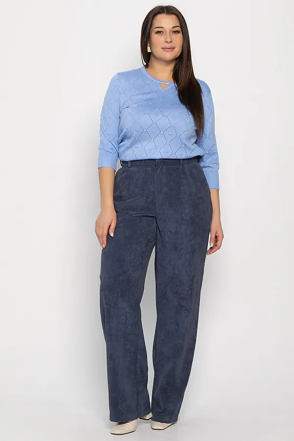 Брюки вельветовые Брауни LADY TAIGA, синие - фото 2