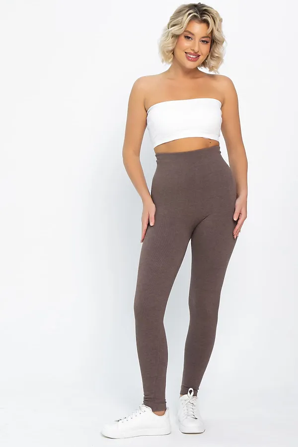 Лосины в рубчик утепленные НЬЮ LADY TAIGA, капучино - фото 2