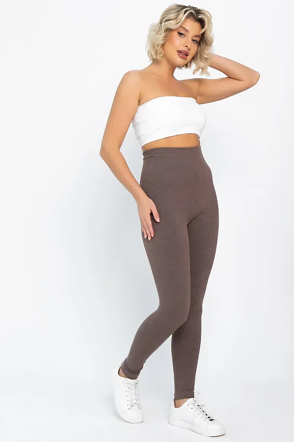 Лосины в рубчик утепленные НЬЮ LADY TAIGA, капучино - фото 2